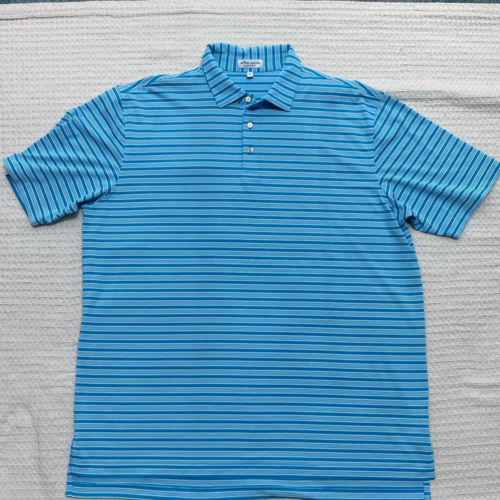 Peter Millar Blue Striped Polo Shirt